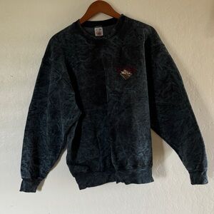 vintage oversized blue tie dye sweater with alaska embroidery | size: L